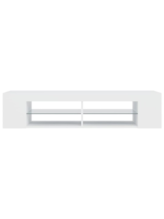 Tv plaukts ar led lampiņām, 135x39x30 cm, balts