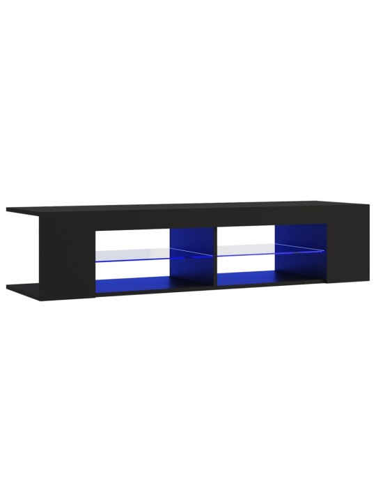 Tv plaukts ar led lampiņām, 135x39x30 cm, melns