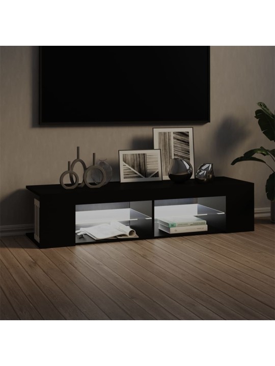 Tv plaukts ar led lampiņām, 135x39x30 cm, melns
