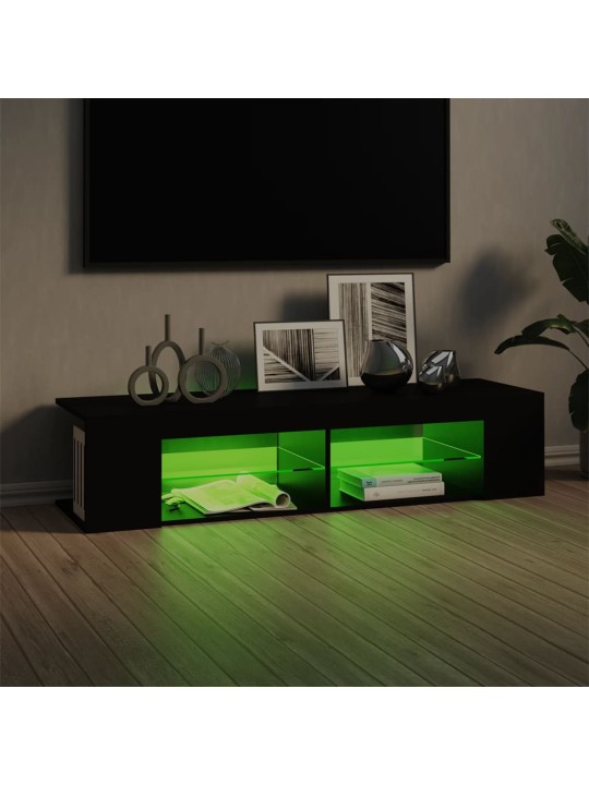 Tv plaukts ar led lampiņām, 135x39x30 cm, melns