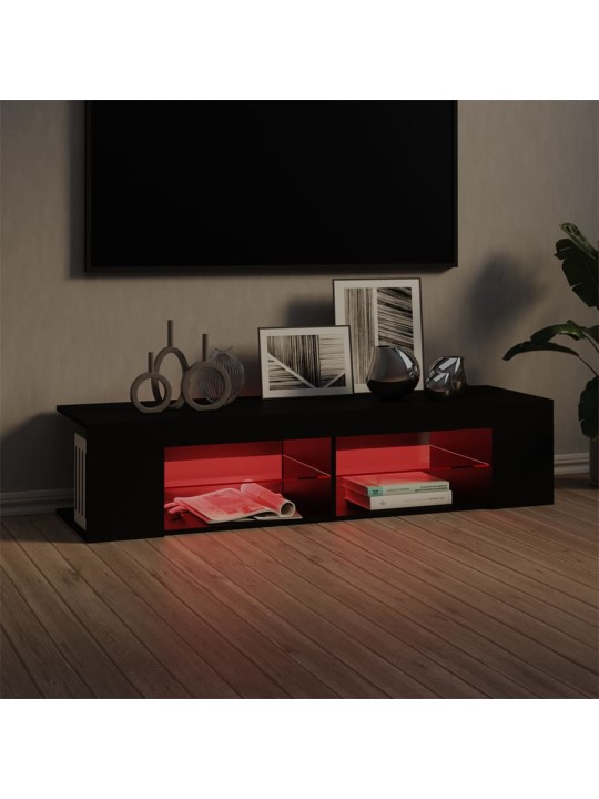 Tv plaukts ar led lampiņām, 135x39x30 cm, melns