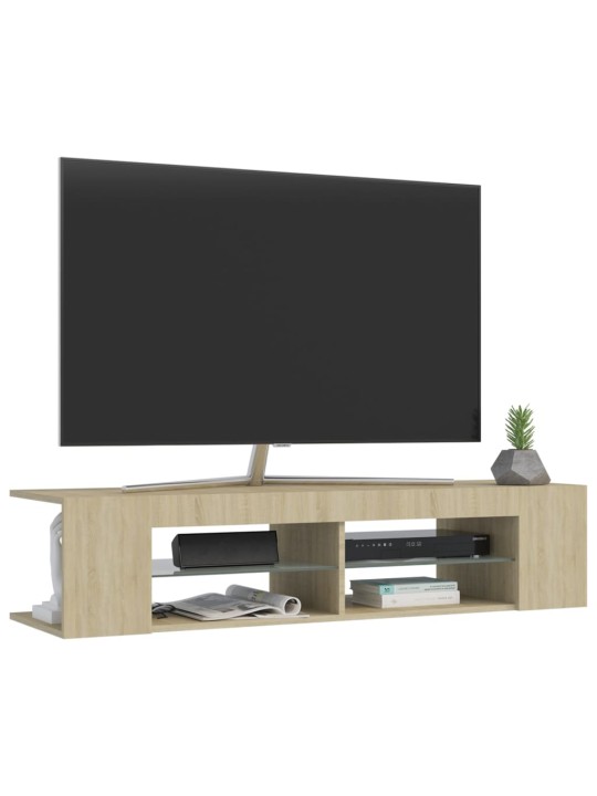 Tv galdiņš ar led lampiņām, 135x39x30 cm, ozolkoka krāsā