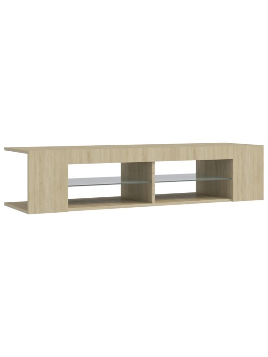 Tv galdiņš ar led lampiņām, 135x39x30 cm, ozolkoka krāsā