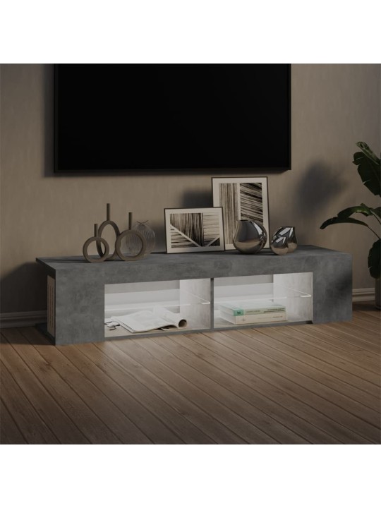 Tv galdiņš ar led lampiņām, 135x39x30 cm, betona pelēks