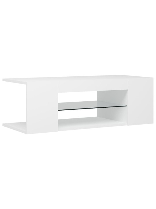 Tv galdiņš ar led lampiņām, 90x39x30 cm, balts