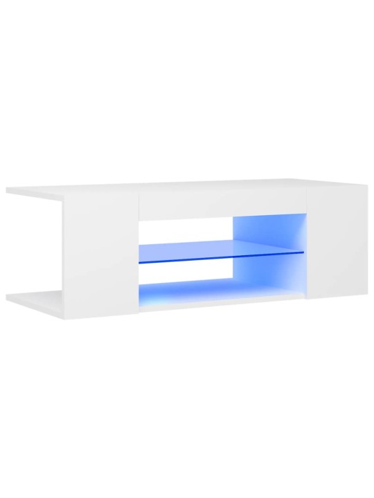 Tv galdiņš ar led lampiņām, 90x39x30 cm, balts