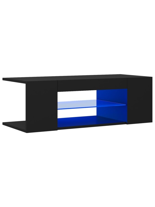 Tv galdiņš ar led lampiņām, 90x39x30 cm, melns