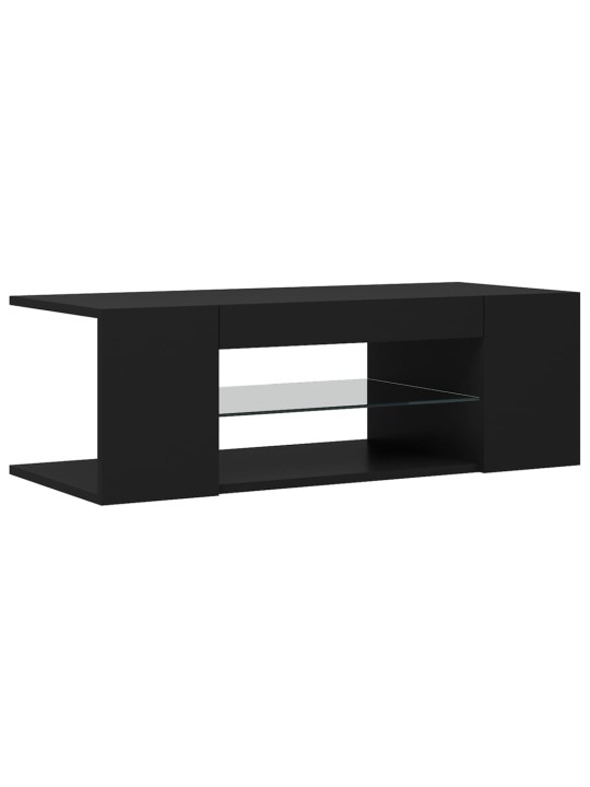 Tv galdiņš ar led lampiņām, 90x39x30 cm, melns