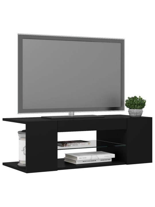 Tv galdiņš ar led lampiņām, 90x39x30 cm, melns