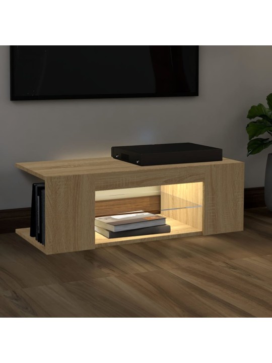 Tv galdiņš ar led lampiņām, 90x39x30 cm, ozolkoka