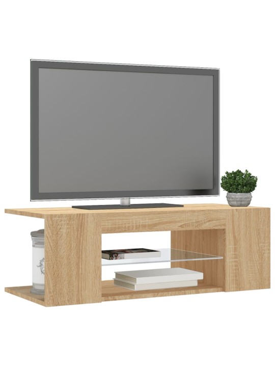 Tv galdiņš ar led lampiņām, 90x39x30 cm, ozolkoka