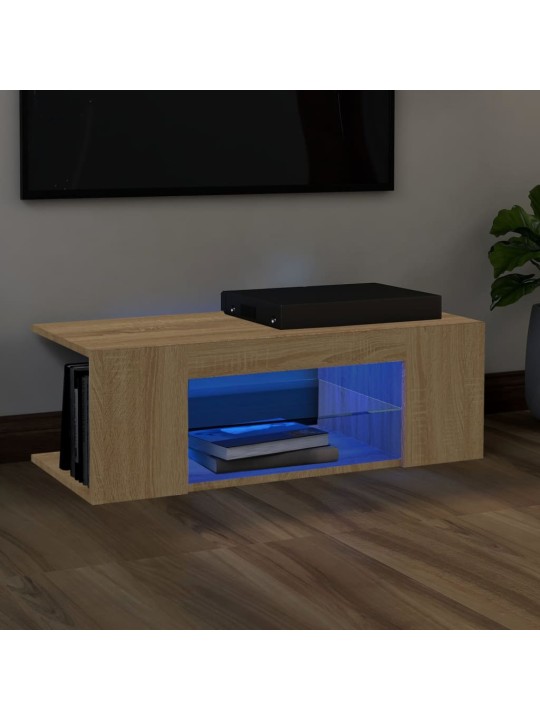 Tv galdiņš ar led lampiņām, 90x39x30 cm, ozolkoka