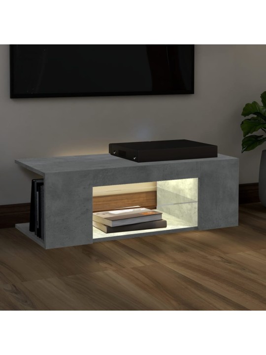 Tv galdiņš ar led lampiņām, 90x39x30 cm, betona pelēks