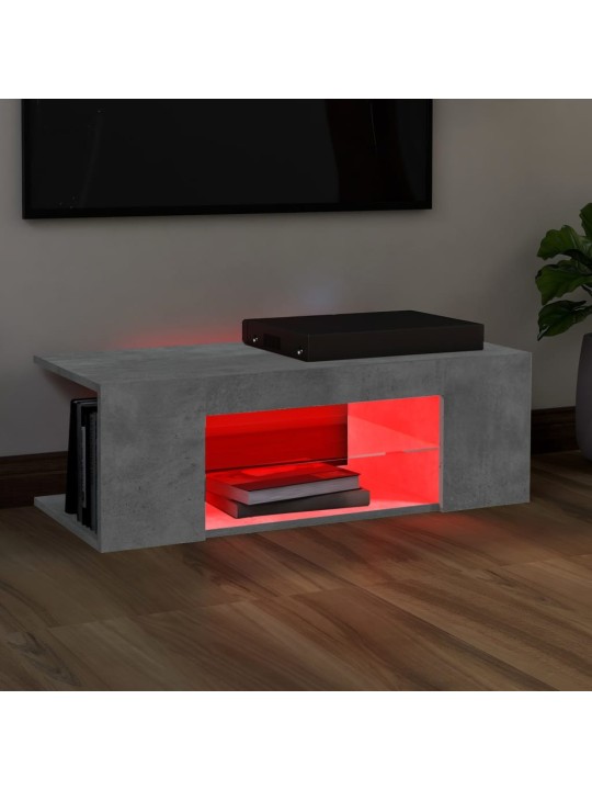 Tv galdiņš ar led lampiņām, 90x39x30 cm, betona pelēks