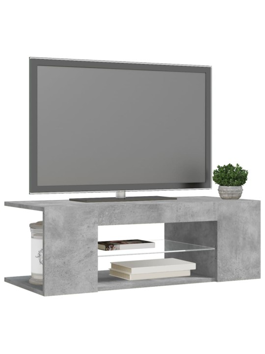 Tv galdiņš ar led lampiņām, 90x39x30 cm, betona pelēks