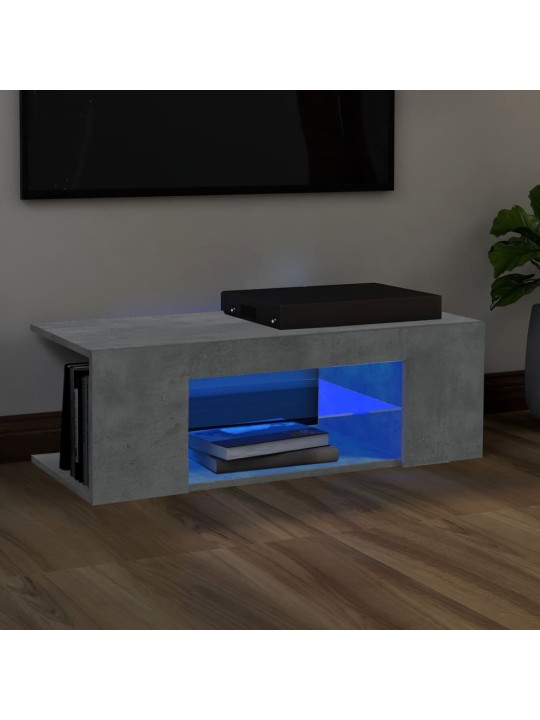 Tv galdiņš ar led lampiņām, 90x39x30 cm, betona pelēks