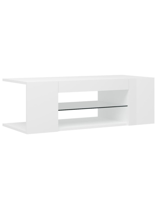 Tv galdiņš ar led lampiņām, 90x39x30 cm, spīdīgi balts