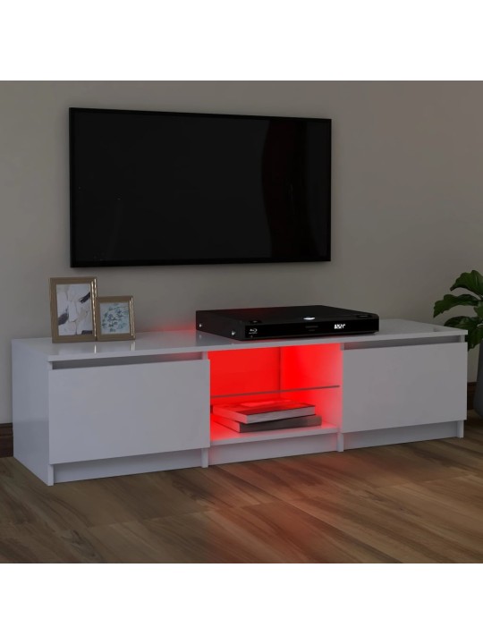 Tv skapītis ar led lampiņām, 120x30x35,5 cm, balts