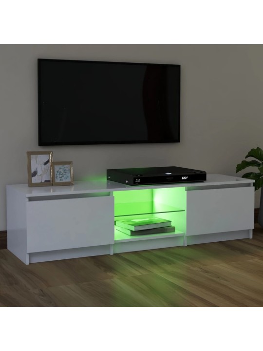 Tv skapītis ar led lampiņām, 120x30x35,5 cm, balts