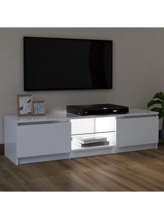 Tv skapītis ar led lampiņām, 120x30x35,5 cm, balts