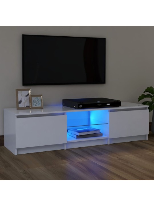 Tv skapītis ar led lampiņām, 120x30x35,5 cm, balts