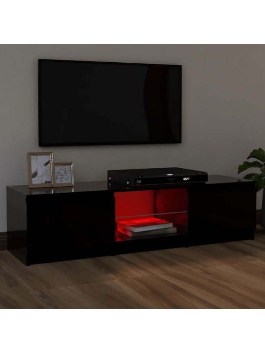 Tv skapītis ar led lampiņām, 120x30x35,5 cm, melns