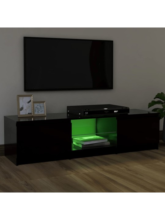 Tv skapītis ar led lampiņām, 120x30x35,5 cm, melns