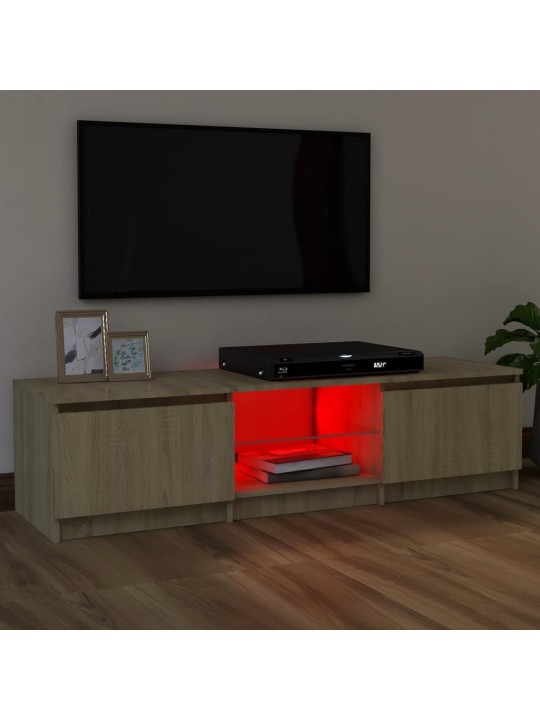 Tv skapītis ar led gaismiņām, 120x30x35,5 cm, ozolkoka krāsa