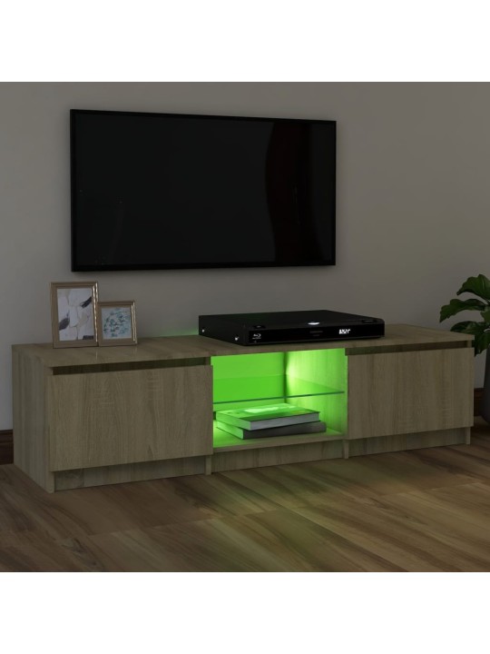 Tv skapītis ar led gaismiņām, 120x30x35,5 cm, ozolkoka krāsa