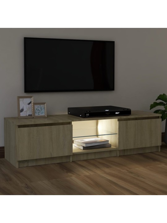 Tv skapītis ar led gaismiņām, 120x30x35,5 cm, ozolkoka krāsa