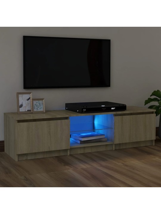 Tv skapītis ar led gaismiņām, 120x30x35,5 cm, ozolkoka krāsa