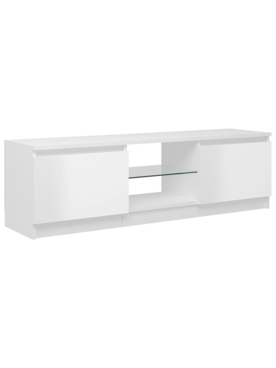 Tv skapītis ar led lampiņām, spīdīgi balts, 120x30x35,5 cm
