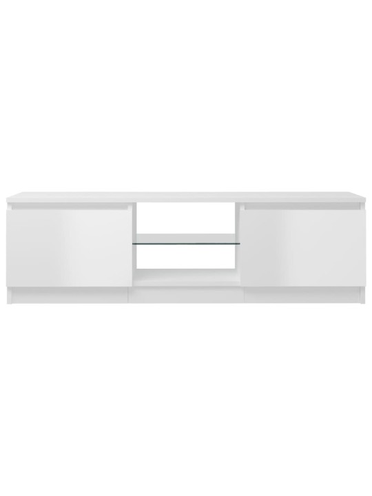 Tv skapītis ar led lampiņām, spīdīgi balts, 120x30x35,5 cm