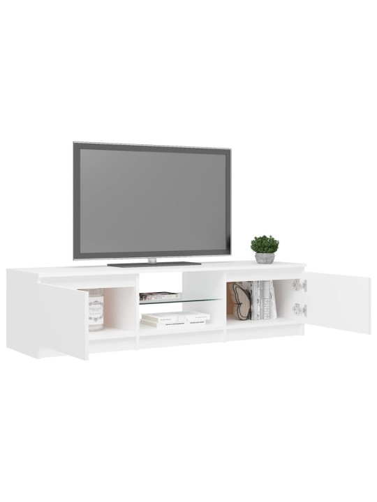 Tv plaukts ar led lampiņām, 140x40x35,5 cm, balts
