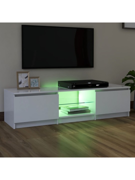 Tv plaukts ar led lampiņām, 140x40x35,5 cm, balts
