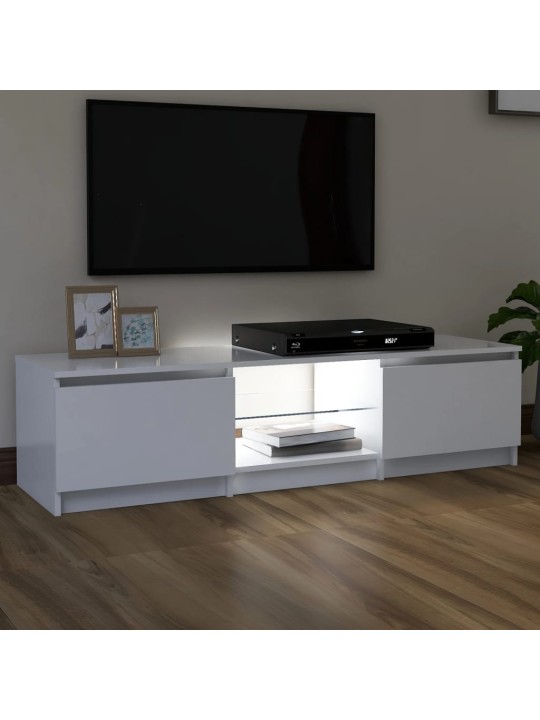 Tv plaukts ar led lampiņām, 140x40x35,5 cm, balts