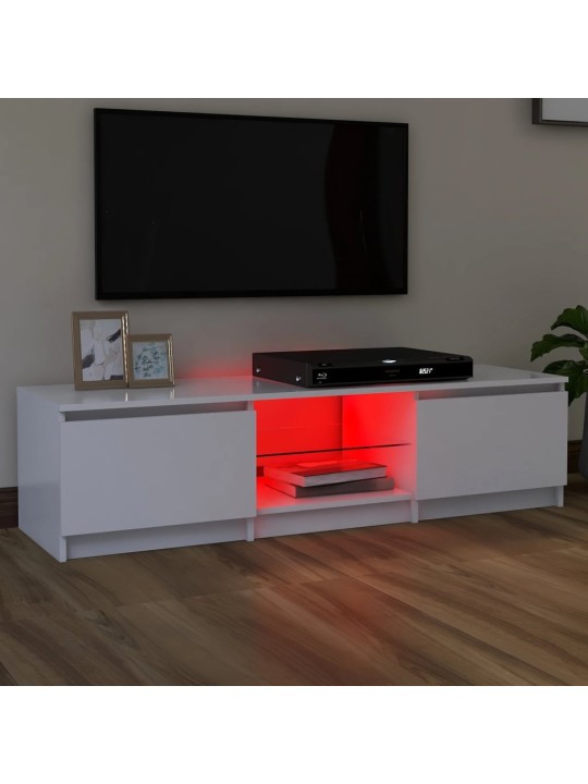 Tv plaukts ar led lampiņām, 140x40x35,5 cm, balts