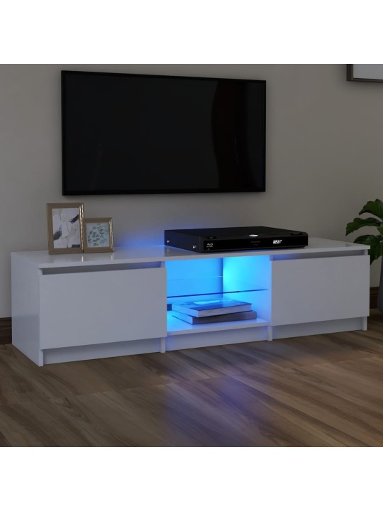 Tv plaukts ar led lampiņām, 140x40x35,5 cm, balts