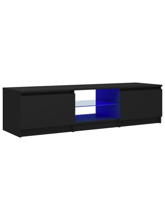 Tv skapītis ar led lampiņām, melns, 140x40x35,5 cm