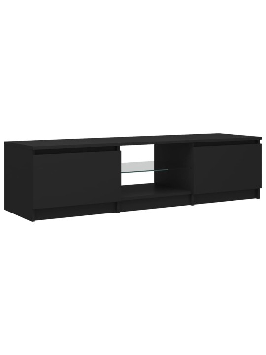 Tv skapītis ar led lampiņām, melns, 140x40x35,5 cm