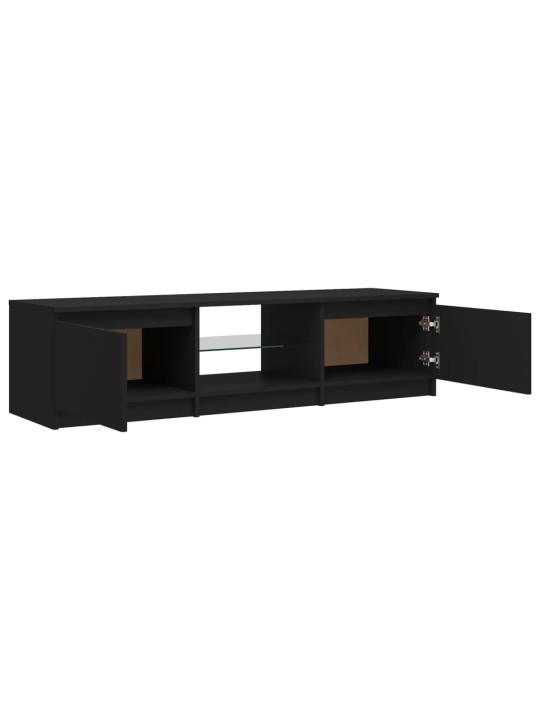 Tv skapītis ar led lampiņām, melns, 140x40x35,5 cm