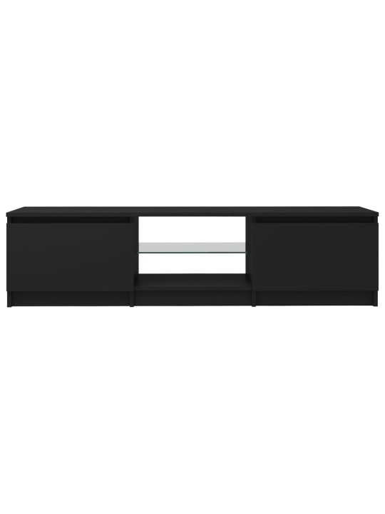 Tv skapītis ar led lampiņām, melns, 140x40x35,5 cm