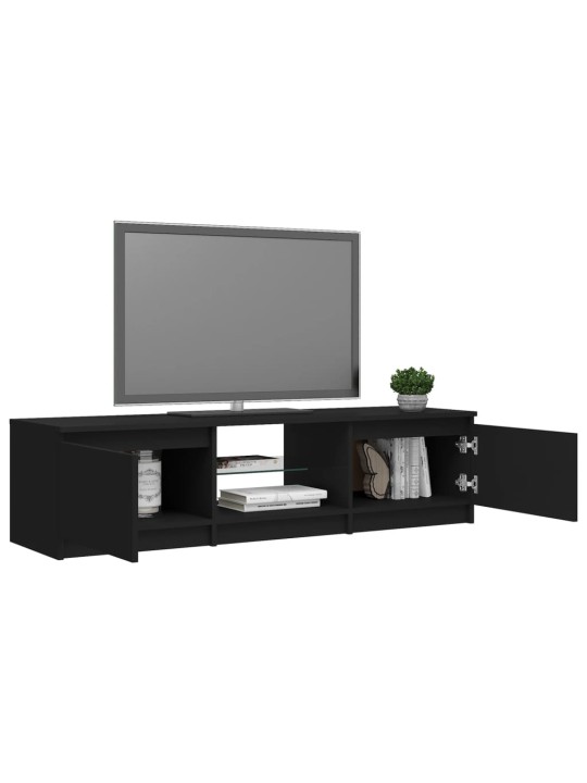 Tv skapītis ar led lampiņām, melns, 140x40x35,5 cm