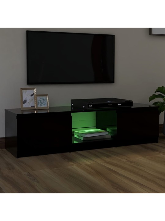 Tv skapītis ar led lampiņām, melns, 140x40x35,5 cm