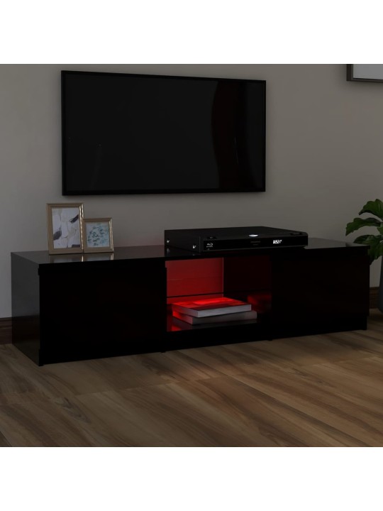 Tv skapītis ar led lampiņām, melns, 140x40x35,5 cm
