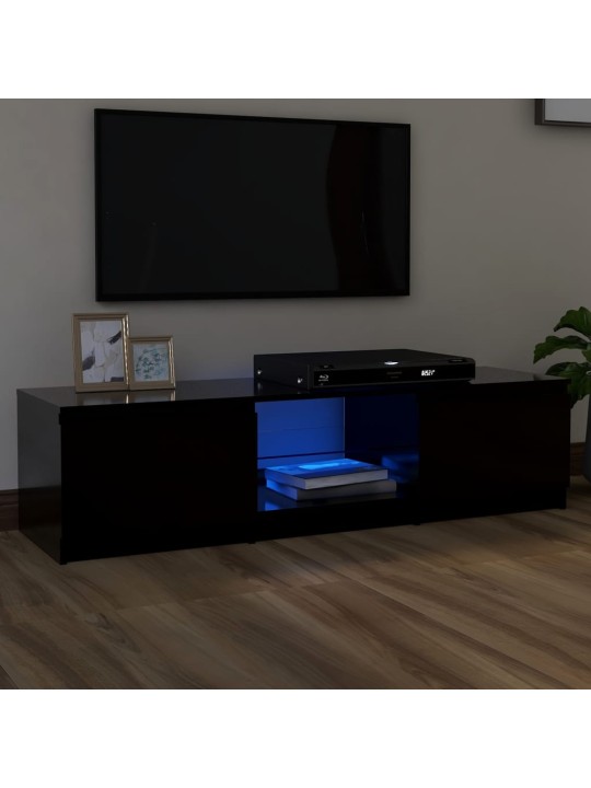 Tv skapītis ar led lampiņām, melns, 140x40x35,5 cm