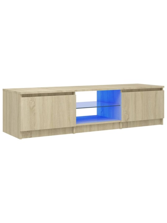 Tv skapītis ar led lampiņām, ozolkoka krāsa, 140x40x35,5 cm