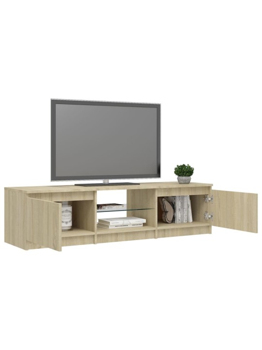 Tv skapītis ar led lampiņām, ozolkoka krāsa, 140x40x35,5 cm