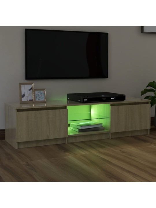 Tv skapītis ar led lampiņām, ozolkoka krāsa, 140x40x35,5 cm