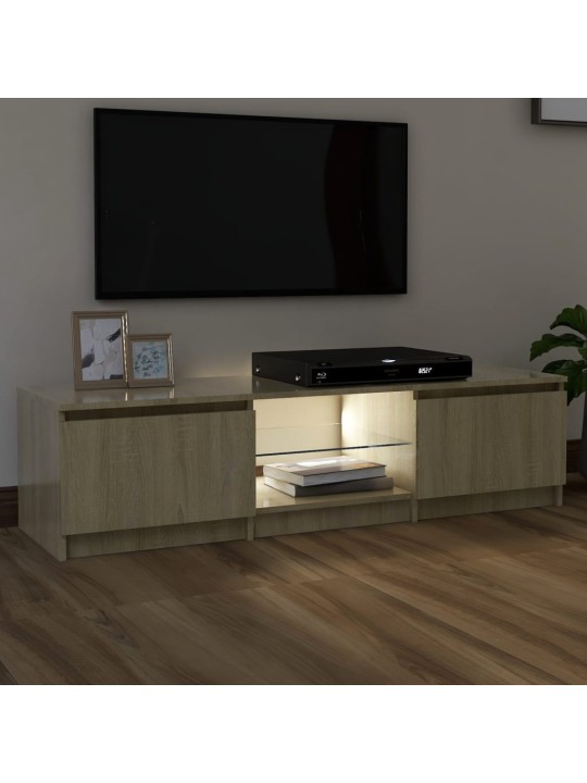 Tv skapītis ar led lampiņām, ozolkoka krāsa, 140x40x35,5 cm